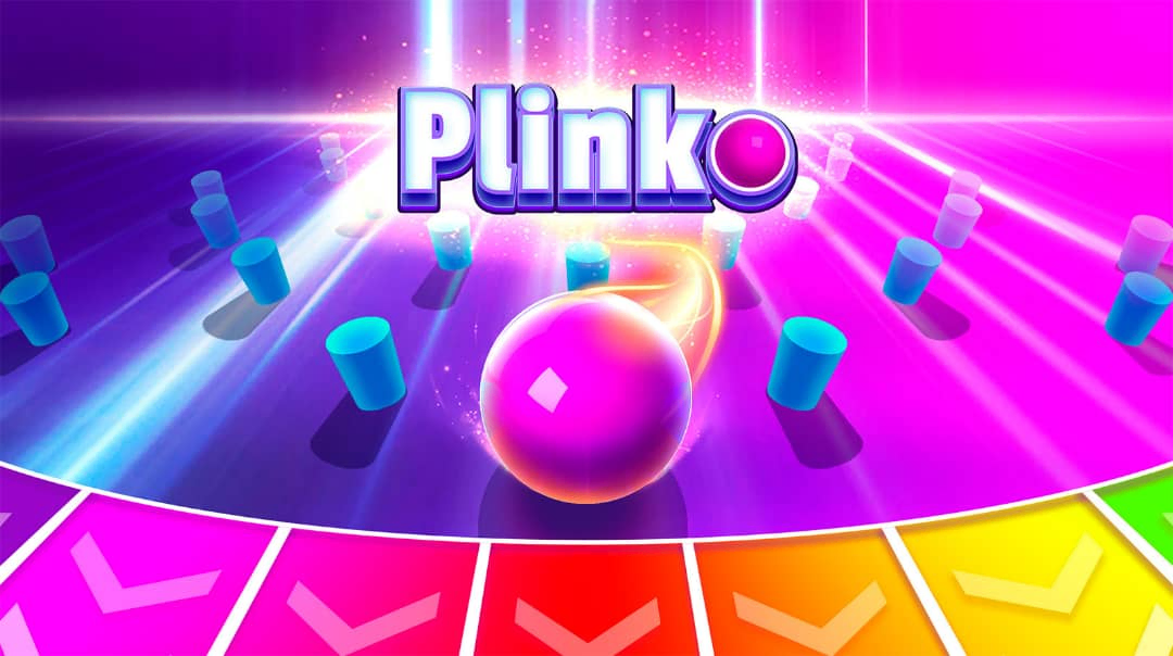 Painel de controle do jogo Plinko com configurações de risco, número de linhas e valor de aposta