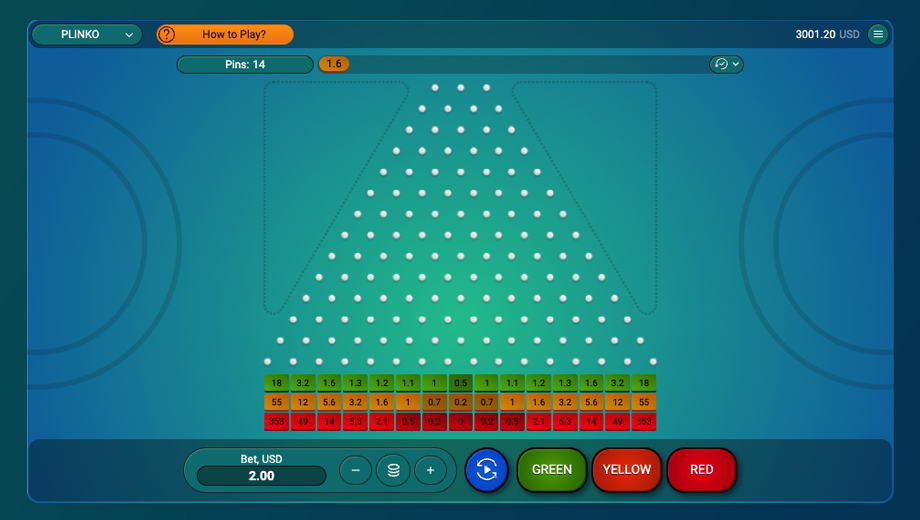 Jogo Plinko rodando em tablet com interface adaptada para tela grande e controles touch